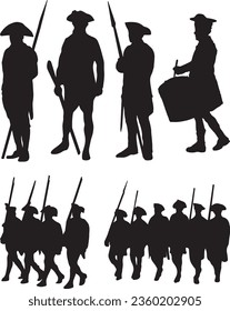 American Revolution Soldiers Silhouette Vector Graphic Pack