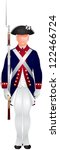 American revolutionary war soldier in Continental army uniform, U.S. Army Old Guard infantryman on guard duty, ceremonial event