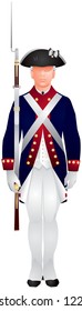 American Revolutionary War Soldier In Continental Army Uniform, U.S. Army Old Guard Infantryman On Guard Duty, Ceremonial Event