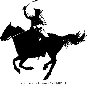 American Revolutionary War Soldier On Horse Silhouette