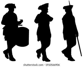 American Revolutionary War Soldiers Marching Silhouette 