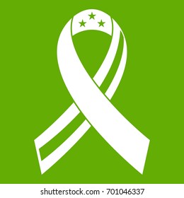 American ribbon icon white isolated on green background. Vector illustration