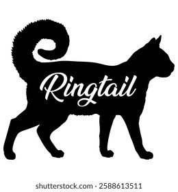 American Ringtail. cat silhouette, cat, cat breeds, logo, vector, silhouette,  animal, illustration, icon, sign, design, black, symbol, pet, love
