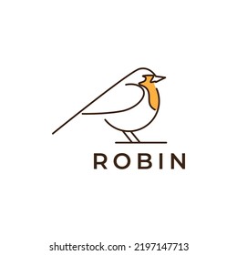 diseño del logotipo de líneas abstractas de aves robin american