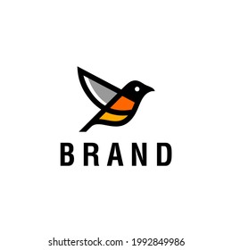 american robin bird logo, song bird icon vector Illustration design in minimal style