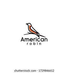 American robin bird logo vector 