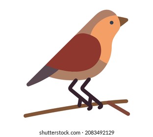 American Robin Bird Sitting In A Branch Vector Icon With White Background