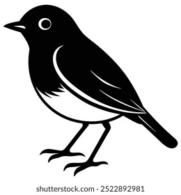 American robin with leg silhouette vector art illustration icon logo