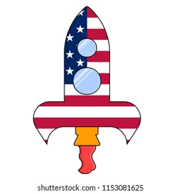 American rocket vector icon, Cosmonautics Day isolated on white background