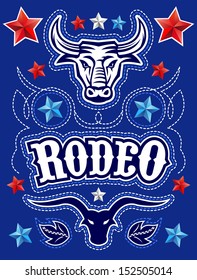 American Rodeo poster - card template - Vector set - elements