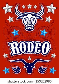 American Rodeo poster - card template - Vector set - elements