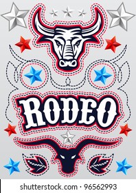 American Rodeo poster - card template - Vector set - elements