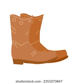 American rodeo season. Wild West. Cowboy leather boots with a pattern. Poster and flyer design. Vector illustration.