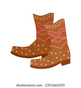 American rodeo season. Wild West. Cowboy boots. Banner and flyer design. Vector illustration.