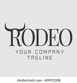 American Rodeo Vector Logo, Sign. Bull, Cowboy Icon