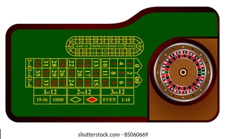 American Roulette Table In The Vector