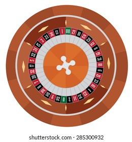 American roulette vector illustration. Roulette wheel. Gambling game. Casino roulette wheel