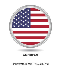 American round flag design is used as badge, button, icon, wall painting