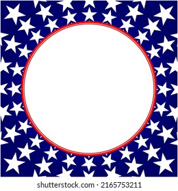 American round frame with stars symbols of the US flag.