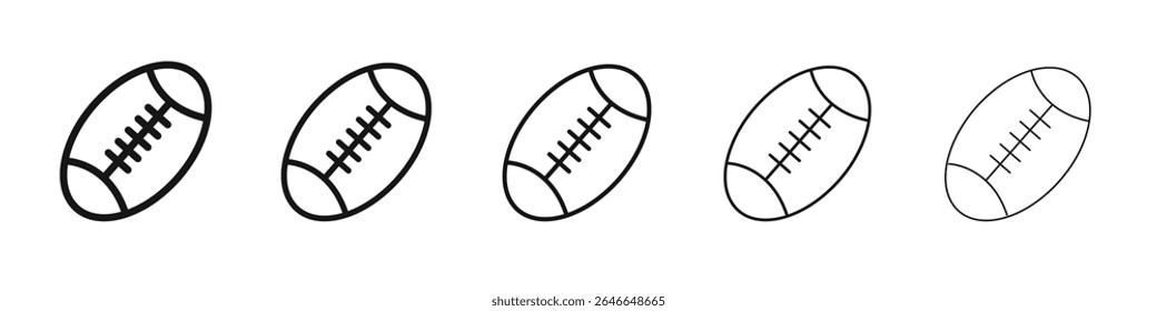 American Rugby ball icon black and white vector sign