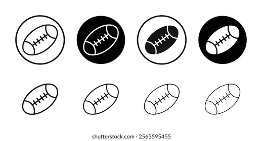 American Rugby ball icon Flat outline fill set collection