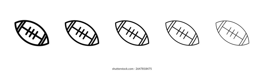 American Rugby ball icon isolated vector on white background set