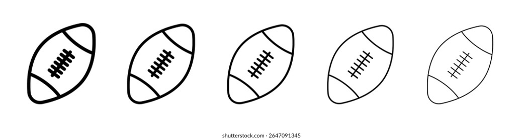 American Rugby ball icon vector outline symbol or illustration