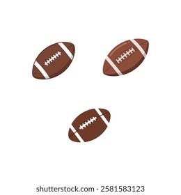 american rugby football sports ball icon collection set silhouette vector art flat design illustrations	