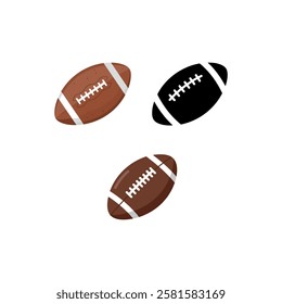 american rugby football sports ball icon collection set silhouette vector art flat design illustrations	