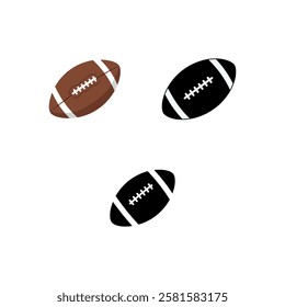 american rugby football sports ball icon collection set silhouette vector art flat design illustrations	