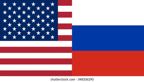 American and Russian flags together in correct colors