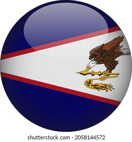 Icono de la bandera del país redondeado de Samoa Americana 3D