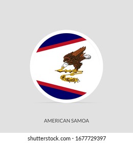 American Samoa button flag icon with shadow, Round flag icon.