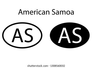 American Samoa country code icon.  Iso code country domain name.   AS - American Samoa abbreviated. vector