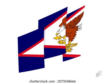 Bandera de Samoa Americana en un diseño abstracto y rasgado. Diseño moderno de la bandera de Samoa Americana. Icono del vector.