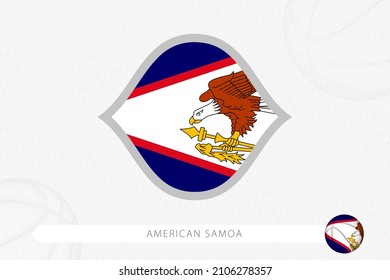 American Samoa flag for basketball competition on gray basketball background. Sports vector illustration.