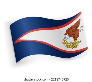 American Samoa flag bended and lying on white background