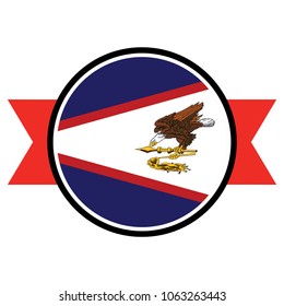 American samoa flag in glossy round button of icon. flag logo of American samoa emblem isolated on white background, American samoa national concept sign, Vector illustration.