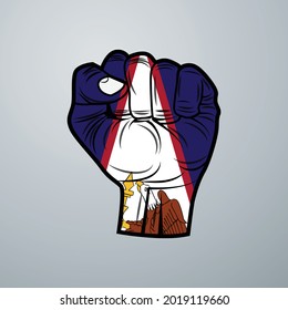 Bandera de Samoa Americana con diseño manual aislada en fondo blanco. Ilustración del vector