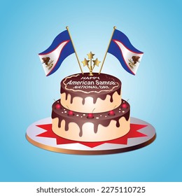 American Samoa Flag National Day with a Cake on a Blue Background