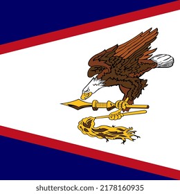 Bandera de Samoa Americana, colores oficiales. Ilustración vectorial.