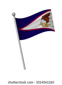 American Samoa flag on the flagpole. Official colors and proportion correctly. waving of American Samoa flag on flagpole, vector illustration isolate on white background.