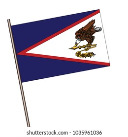 American Samoa flag on flagpole vector illustration.3d vector icon isolated on white background.
