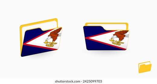 American Samoa flag on two type of folder icon. Vector illustration.