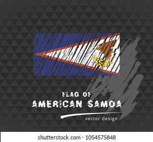American Samoa flag, vector sketch hand drawn illustration on dark grunge background