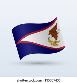 American Samoa flag waving form on gray background. Vector illustration.