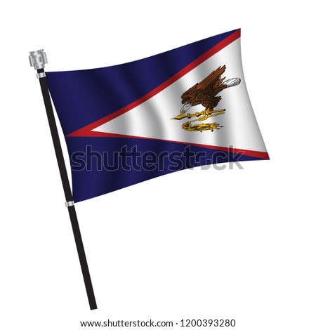 American Samoa flag , flag of American Samoa waving on flag pole, vector illustration EPS 10.