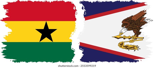 American Samoa and Ghana grunge flags connection, vector