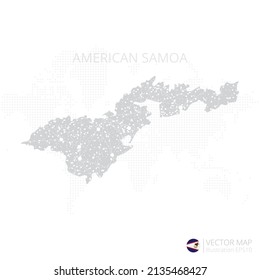 Mapa gris de Samoa Americana aislado en fondo blanco con línea de malla abstracta y escalas puntuales. Ilustración vectorial eps 10