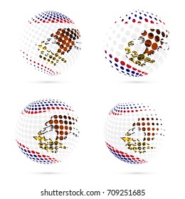 American Samoa halftone flag set patriotic vector design. 3D halftone sphere in American Samoa national flag colors isolated on white background.